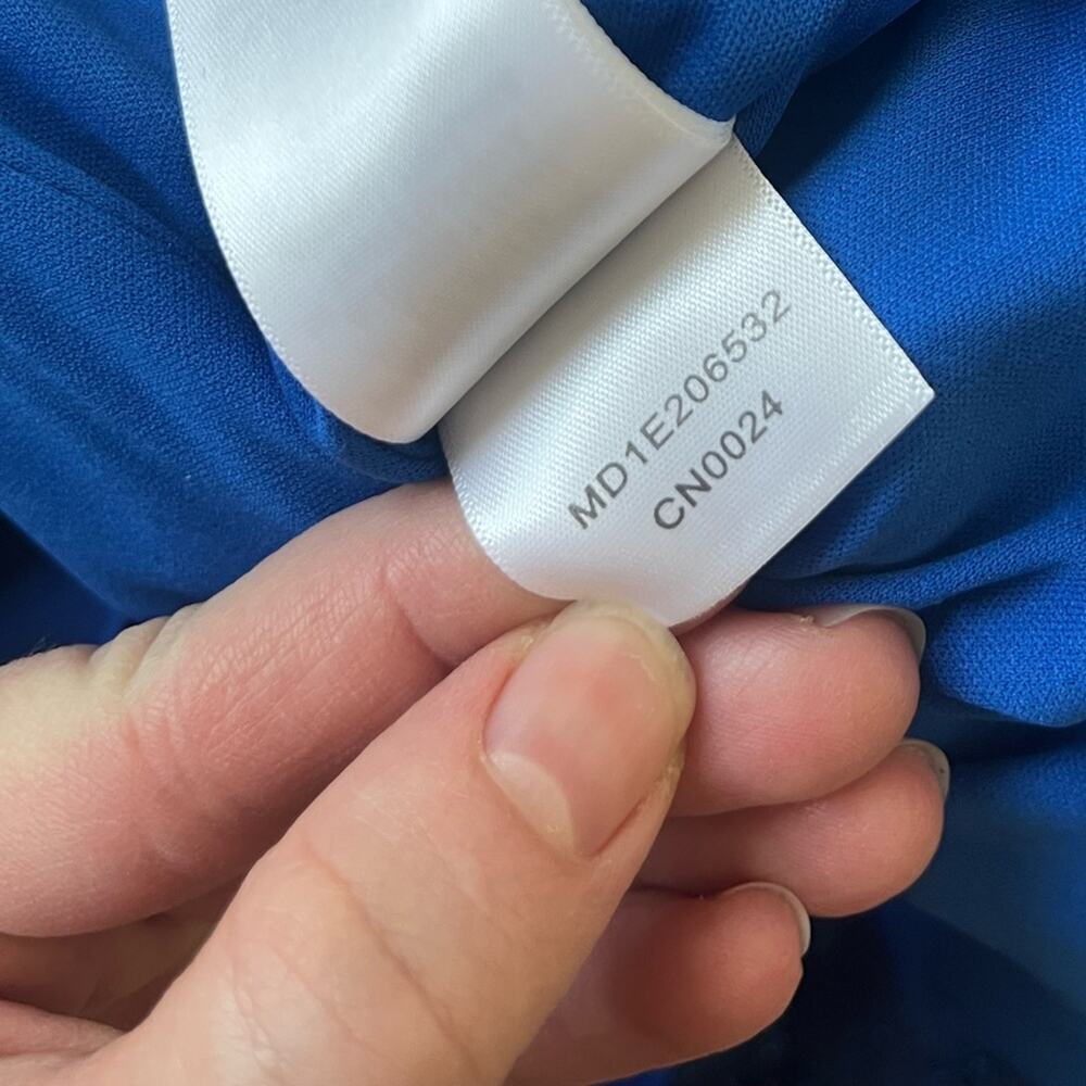 Aidan Mattox Strapless Pleated Metallic Jacquard Dress Size 6 Royal Blue - Picture 9 of 9
